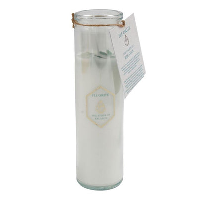 Black Tea Vetiver Tube Candle with Green Flourite Crystals