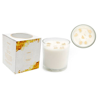 12cm Summer Garden Candle with Yellow Citrine Crystals
