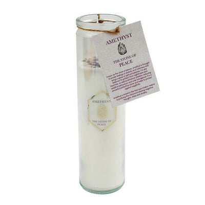 Lavender Tube Candle with Amethyst Crystals