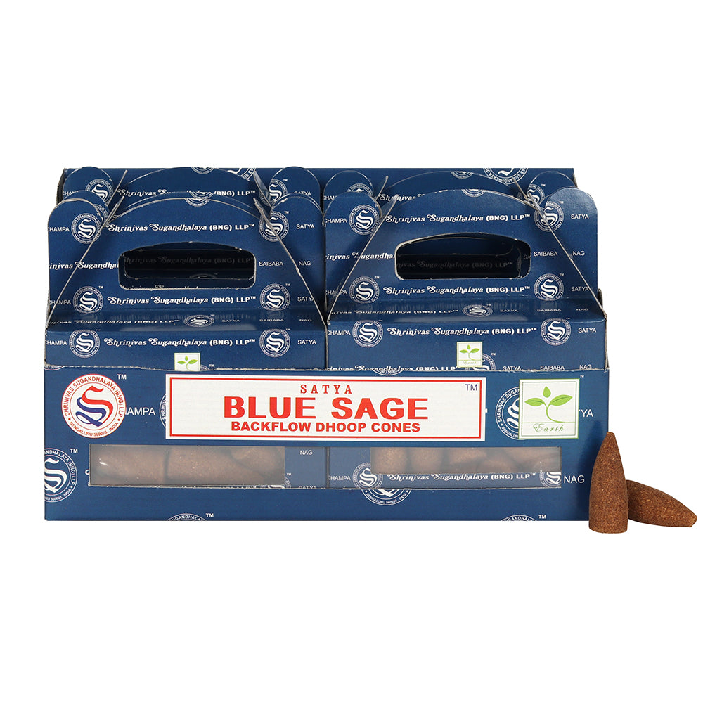 Set of 6 Packets of Blue Sage Backflow Dhoop Cones by Satya