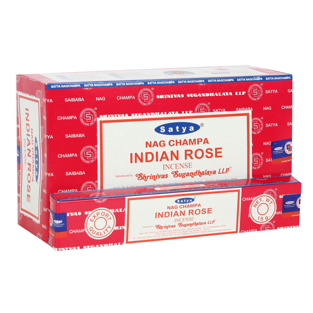 Set of 12 Packets of Satya Indian Rose Incense Sticks
