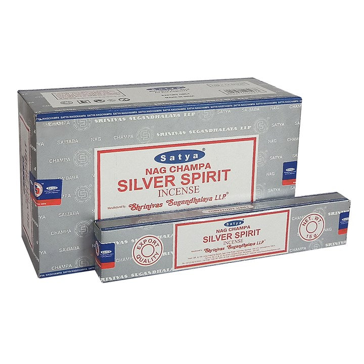 Set of 12 Packets of Silver Spirit Incense Sticks by Satya