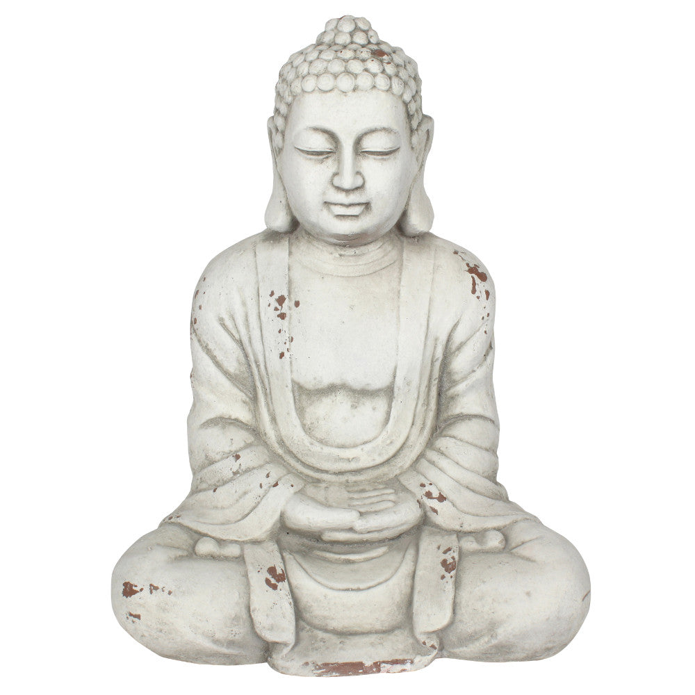 58cm White Hands In Lap Sitting Garden Buddha
