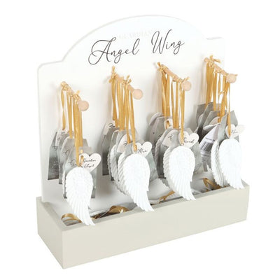 Set of 24 Angel Wing Hanging Decorations on Display