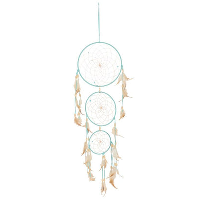 Light Blue Triple Dreamcatcher with Feathers