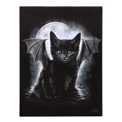 19x25cm Bat Cat Canvas Plaque by Spiral Direct