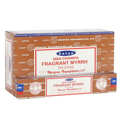 12 Packs of Fragrant Myrrh Incense Sticks by Satya