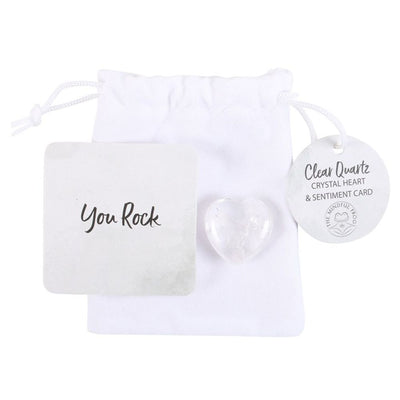 You Rock Clear Quartz Crystal Heart in a Bag