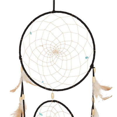 Black Triple Dreamcatcher with Feathers