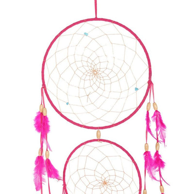 Pink Triple Dreamcatcher with Feathers