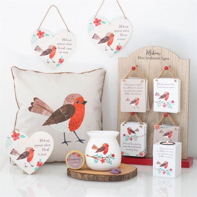 Loved Ones Winter Robin Hanging Heart Sign