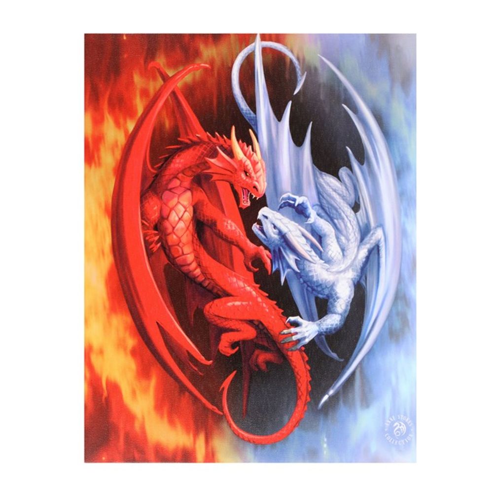 19x25cm Fire and Ice Canvas Plaque by Anne Stokes