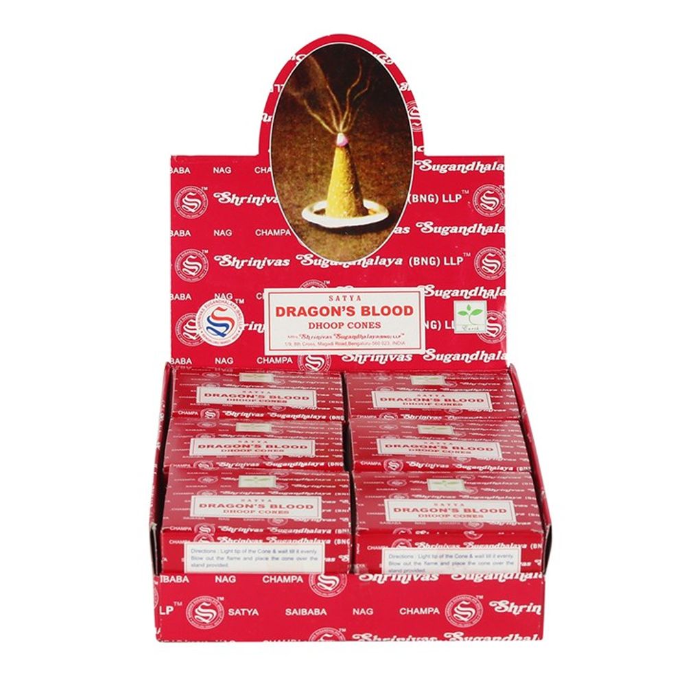 Set of 12 Packets of Dragon's Blood Dhoop Cones by Satya