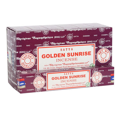 12 Packs of Golden Sunrise Incense Sticks by Satya