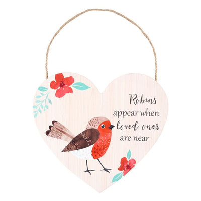 Loved Ones Winter Robin Hanging Heart Sign