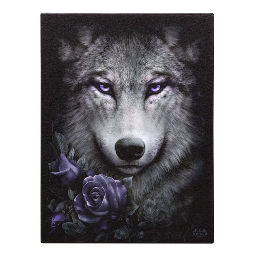 19x25cm Wolf Roses Canvas Plaque by Spiral Direct