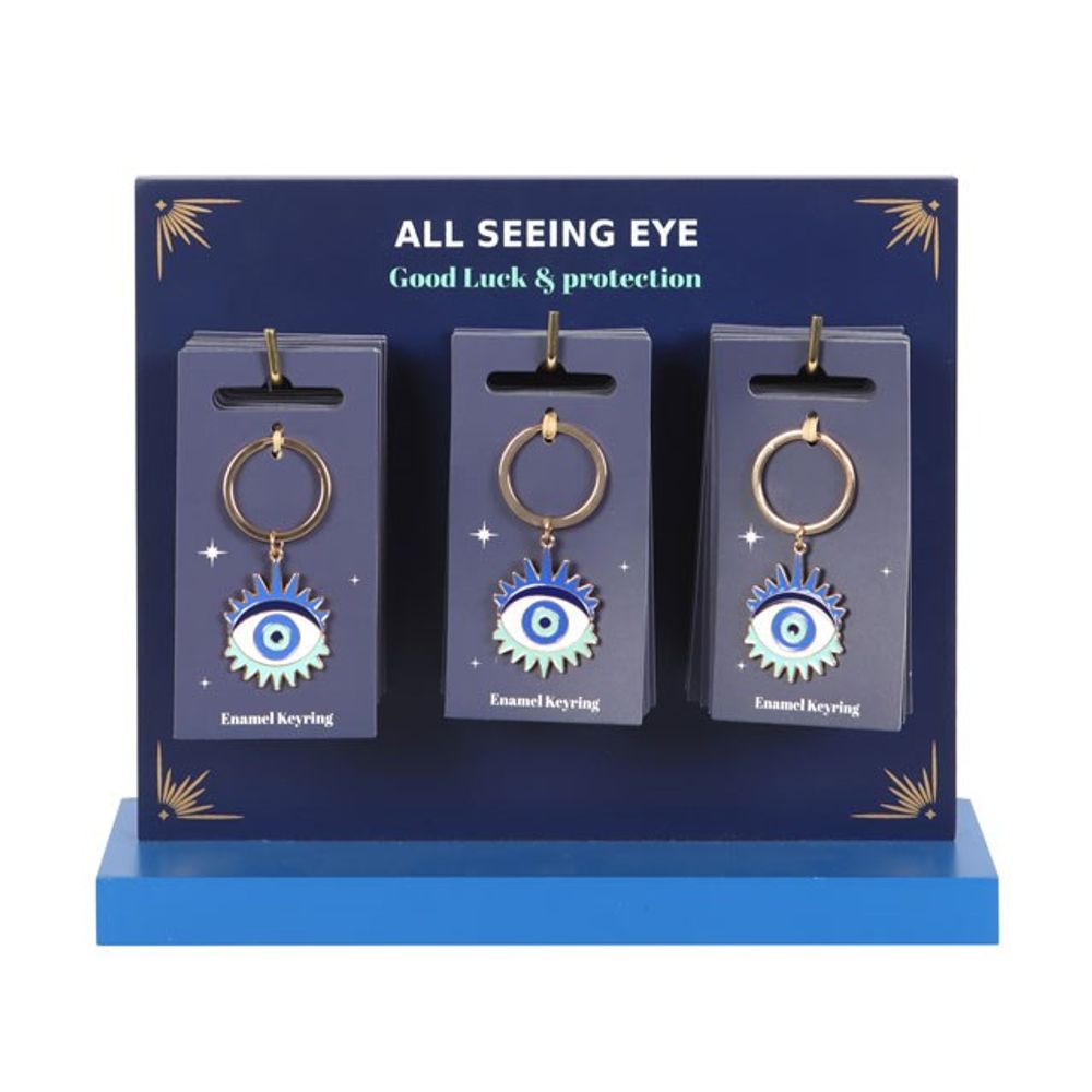 Set of 24 All Seeing Eye Keyrings on Display