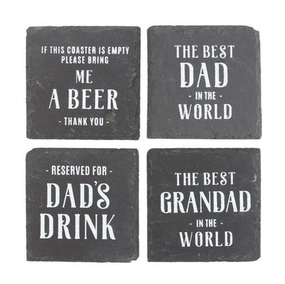 Set of 24 Slate Coasters for Him in Display