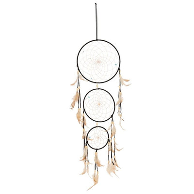 Black Triple Dreamcatcher with Feathers